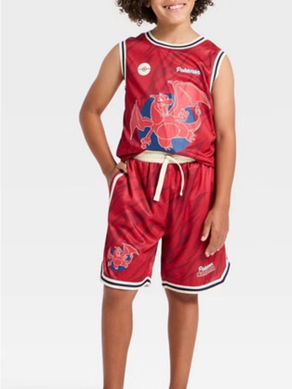 Pokemon Red Charizard Basketball-Style Matching Jersey Set